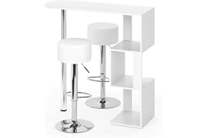 Vicco Zestaw stołu barowego "Vincent", Biały, 113 x 40 cm z 2 stołkami barowymi