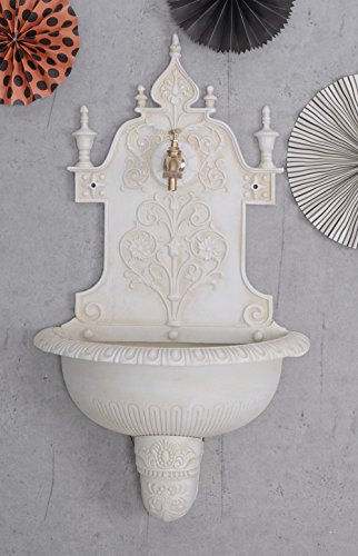 Antiker Wandbrunnen, Zierbrunnen, Gartenbrunnen, Brunnen, Eisenbrunnen für den den Garten, die Terrasse oder schöne Zuhause, in Altweiß - Palazzo Exclusive