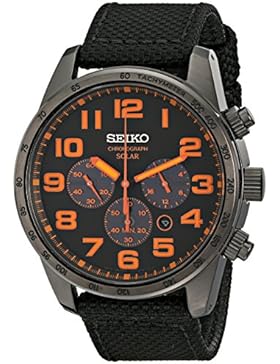 Seiko Ssc233p9 Solar Chronograph Orange & Schwarz Herren Uhr Nylon