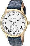 Guess Herren-Armbanduhr, Quarz, Edelstahl und Leder, lässig, Blau/goldfarben (Modell: U1075G2)