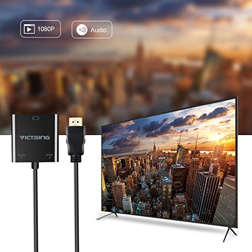 [Vergoldete] VicTsing 1080P HDMI auf VGA male zu female Video Audio Adapter-Kabel Converter mit Micro-USB und 3,5 mm Audio-Anschluss&Kabel für PC Laptop-DVD, Raspberry Pi und andere HDMI-Eingabegeräte - 5