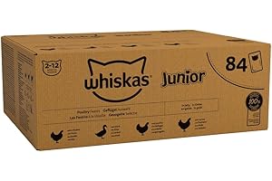 whiskas Junior Poultry Selection in Jelly 84 Pouches, Wet Kitten and Cat Food, Selection of Chicken, Duck, Poultry and Turkey, Megapack (84 x 85 g)