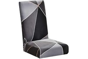 NIBESSER Coprisedia con Schienale Elasticizzato 1/2/4/6 Pezzi Copertura per Sedia da Pranzo Lavabile Antimacchie Coprisedia Stampato per Sala da Pranzo Hotel Banchetto Festa(Moda Nera，6 Pezzi)