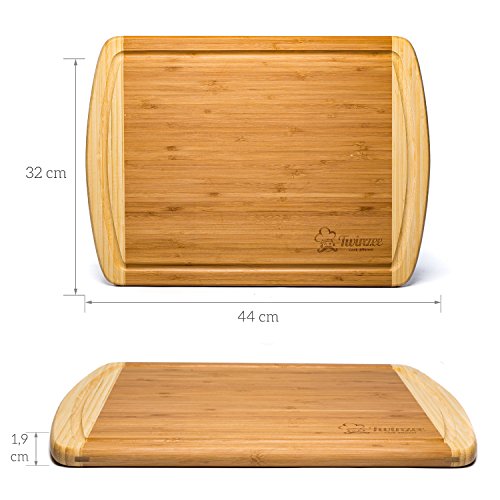Extragrosses Bio Bambus Schneidebrett mit Rille – Erstklassiges Tranchierbrett für die Küche - 3