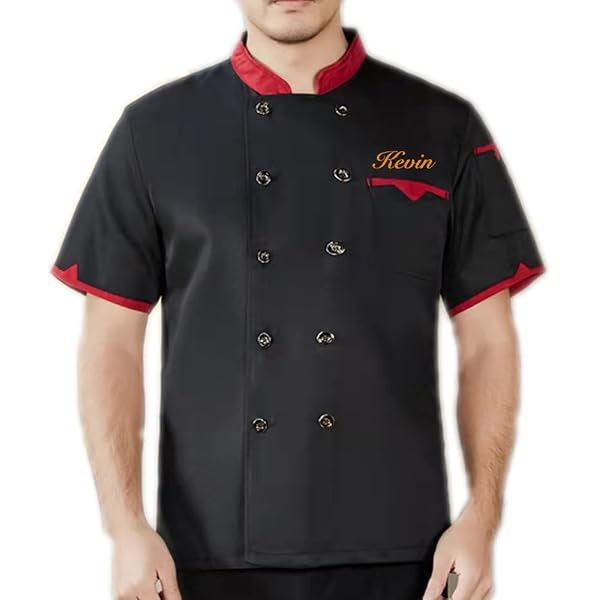 Leiber Kochjacke Mit 1/2 Ärmel – Bordeaux, Baumwolle – Herren, Neu Mit Etikett