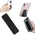 "N/A" Cell Phone Grip and Stand, Magnetic phone holder Foldable Leather Finger Horizontal and Vertical Mount Universal Compatibility Works on Most Smartphone, Tablets and Other Devices (Black)