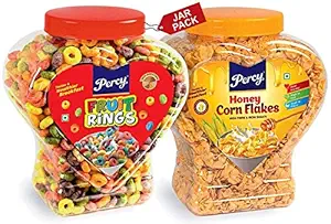 Percy Fruit Rings and Honey Cornflakes of 2 Jars [Multigrain Froot Cereal, High Fibre and Protein] Jar, 780 g