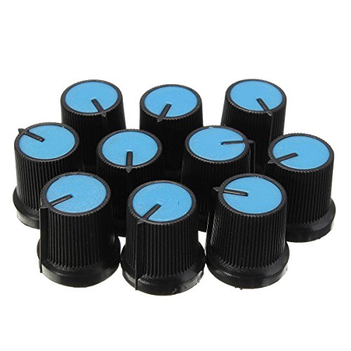Preisvergleich Produktbild OUTERDO 10PCS Drehknopf Potentiometer kunststoff Drehknopf 6mm Blau