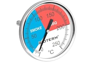 BROWIN® Analog Grillthermometer | Thermometer für Smoker und Grill | Deckelthermometer für BBQ und Räucherofen | Rauchgasthermometer aus Edelstahl (Analog Grillthermometer Ø 54 mm)