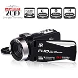 Caméscope Full HD 1080p 24,0 MP: Cet appareil photo numérique enregistre des vidéos FHD 1080p à 30 images par seconde et capture 24 millions d'images de haute qualité. Cette caméra vidéo prend en charge le zoom numérique 16X et l'écran IPS Ultra HD 3,0 pouces pivotant à 270 °. Lorsque l'appareil photo est en mode veille, appuyez sur la touche 