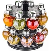 SOFLIN® Multipurpose Revolving Plastic Spice Rack Masala Organiser with Container Spice Stand for Kitchen Storage, jar and Container, Spice Rack, Spice jar Set, Spice jar (16pcs)
