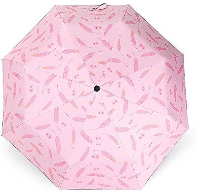 Umbrella Girl Black Plastic Rain Sun Visor Three Folding Personality Anti-Ultraviolet Umbrella, Pink