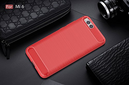 Xiaomi Mi6 Funda  SMTR Calidad premium Cubierta Delgado material de silicona Funda Protective Case Cover  Dise  o durable   M  xima protecci  n contra golpes  para Xiaomi Mi6 - Rojo