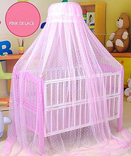 Cdycam Baby Infant Toddler Bed Dome Cots Mosquito Netting Hanging Bed Net Mosquito Bar Frame Palace-style Crib Bedding Set (Pink, Mosquito Net Without Stand)