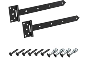 BRESKO Kreuzgehänge verzinkt T-Bänder Scharnier Torband Ladenband Türbänder Werfgehänge schwer 2er Set mit Schrauben (Schwarz, 300x45x90x3 mm)