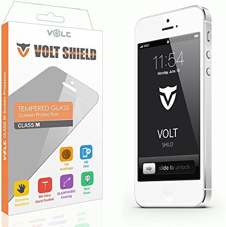 iPhone 5/5S/5C Screen Protector, Volt Shield iPhone 5/5s Glass Screen Protector Lifetime Replacement - [tempered glass] Bubble-free Scratch Proof High Definition (HD) Ultra Clear Easy to Install …