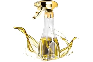 WISADA Pulverizador Aceite, 240 ml Aceitera De Aceite de Oliva,Spray Aceite Cocina Dispensador de Aceitera Spray en Botella Dosificador de Aceite Oliva Vaporizador de Aceite y Vinagre para Cocinar (Oro)