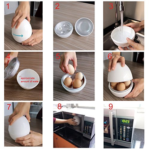 Kapmore Eierkocher Easy 4 Eier Microwelle Boiler Rapid Egg Kochen Geräte - 6
