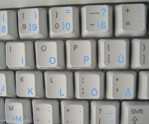 Deutsch transparente Tastaturaufkleber mit Blauen Buchstaben – Geeignet für jede Tastatur - 2