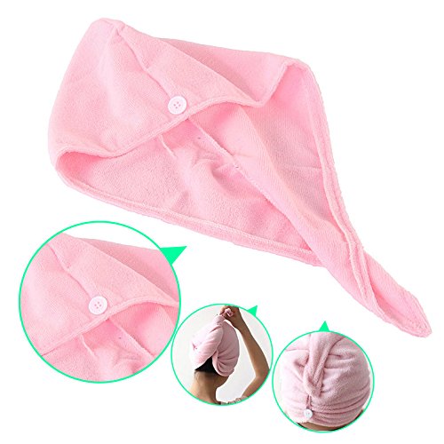 Vinmax Soft Hair Drying Towel Wrap turban head Hat Bun Cap (Pink)