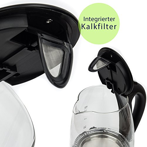 VERDA Wasserkocher 1,7L 2200W Edelstahl LED BELEUCHTUNG Glas SN0617L-8 - 3
