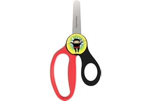 Fiskars Tijeras para niños con diseño Ninja, A partir de 6 años, Longitud: 13 cm, Para diestros y zurdos, Hoja metálica/mangos de plástico, Negro/rojo, Magic Morph, 1064075