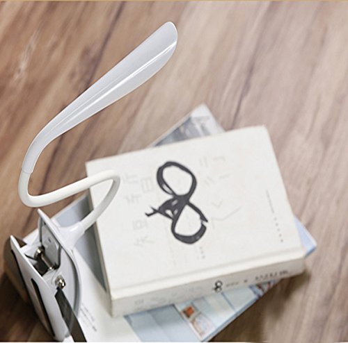 Preisvergleich Produktbild 1x LED Buchlampe Leselampe Klemmleuchte Tischleuchten Klemm,Kaltweiß, 6000 Kelvin, 3 Helligkeitsstufen, Berührungskontrolle Weiß