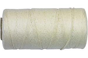 Amig - Bobina de Hilo de Algodón Torcido Blanco Mod.20200 - Bobina de Fibra Natural - Multiusos Ideal para Manualidades, Artesanía, Bricolaje, Paquetería y Amarre - Medidas: Ø 0,8 mm x 50 gr