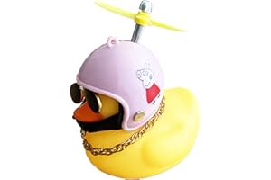 ZOLITIME Canard en Caoutchouc Jouet Ornements Canard Jaune Voiture Tableau de Bord décorations Presser Canard vélo Cornes hélice Casque