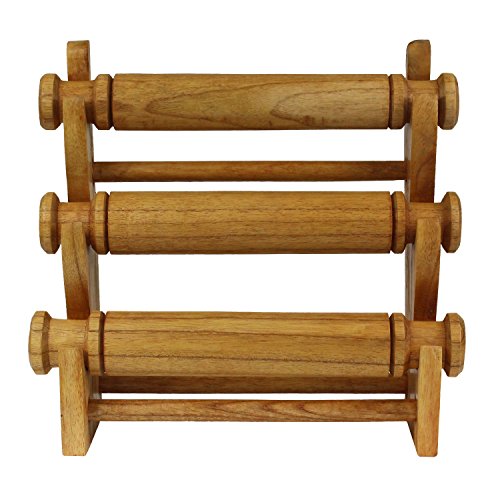 Armreifhalter Armbandhalter Uhrenhalter Schmuckhalter Uhrenständer Armbandständer Schmuckständer Rollen Holz Hellbraun - 3