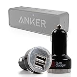 DURAGADGET Caricatore Doppio USB Accendisigari Da Auto Per Anker SoundCore| A7908 | A3143 | A7910 | MP140 | MP141 - Alta Qualità