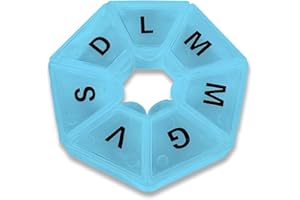 JOY STORE - Portapillole settimanale con 7 scomparti indicanti i giorni della settimana. (BLU)