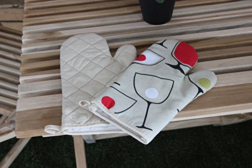 Moderne Serie " WINE COLLECTION " mit zauberhaften Weingläsern - zur Auswahl : Topflappen oder Backhandschuhe oder Küchen - Schürze , wunderschönes Motiv - hochwertig , 100% Baumwolle , eine schöne kleine Geschenk - Idee - NEU (1 Paar ( = 2 Stück ) = Backhandschuh ca. 17 cm x 29 cm)