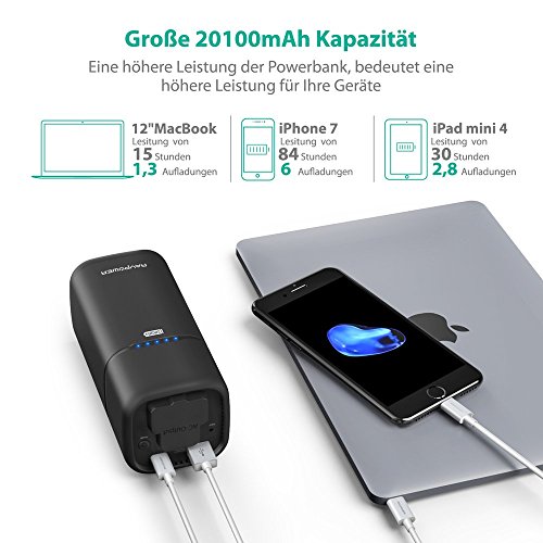 RAVPower 65W 20100mAh Powerstation Tragbare AC Ausgang f  r Haushaltger  te Ladeger  t Powerbank Reiseladeger  t mit Type-C Port und USB iSmart Port  