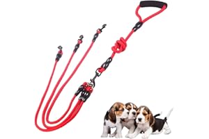 KALSEY Guinzaglio per Cani, Guinzaglio a Tre per Cani, con Accoppiatore Staccabile Regolabile, 3 in 1 Cane Guinzaglio, Multi Guinzaglio per Animali Domestici, per Uno, Due, Tre Pet Walking Escursionismo