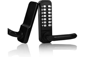 CASMER Mechanical Keypad Door Lock with Handle ,Stainless Steel Keyless Entry Door Lock , Waterproof Digital Outdoorgate Combination Code Door Lock with Keypad (Black)