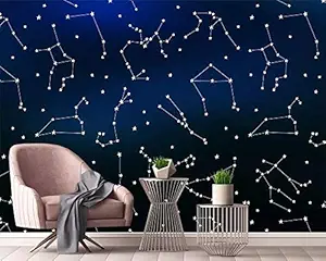 Avikalp Exclusive AWZ0359 Modern Minimalist Wallpaper Geometric Starry Sky Constellation Children Bedroom Background HD 3D Wallpaper(91cm x 60cm)