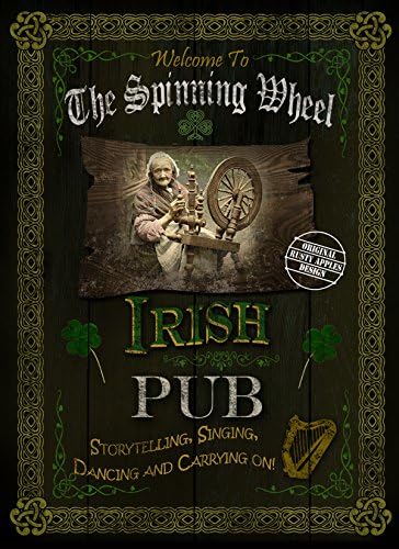 IRISH PUB SIGN:THE SPINNING WHEEL VINTAGE 8"X6" METAL SIGN/PLAQUE