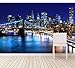 Produktbild Kuamai 3D Wallpaper, New York City Schöne Nacht, Gebäude Und Brücke Unter Dem Bunten Licht, Wohnzimmer Tv Wand Schlafzimmer Große Wandbilder-120X100cm