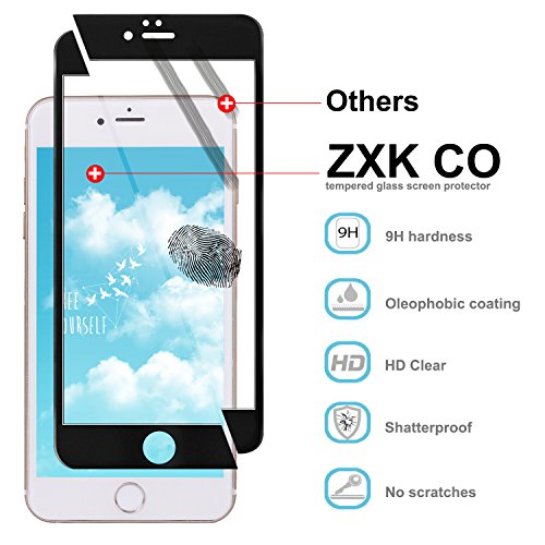 iPhone 7 Panzerglasfolie, ZXK CO 2 Stück Ultradünn 3D Full Screen 99% durchsichtiger Displayschutzfolie Panzerglas Schutzfolie Schutzglas 9H Hartglas für iPhone 7 – Schwarz 3D Round edge - 3