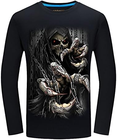 Angcoco Men's Long Sleeve Professional 3D Digital Print T Shirts - Ghost