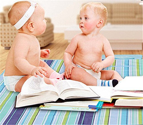 GYOYO 145*180CM Picknick-Matte/ Picknickdecke am Meer/ Aufrollbare Picknickdecke Campingdecke Reisedecke Stranddecke wasserdicht mit Tragegriff (Blue) - 5