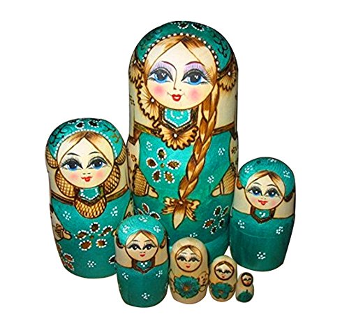 ankko 7 handgefertigt Holz Nesting Dolls Matroschka russische Puppe, grün