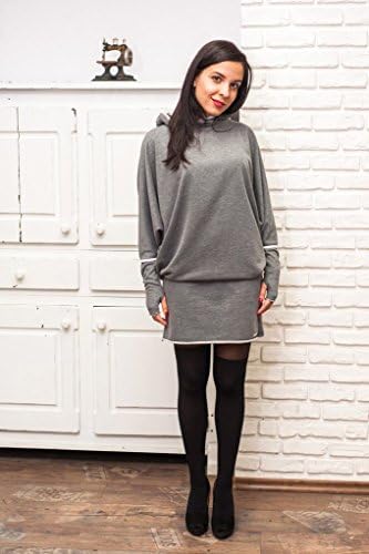 Ladies Designer's Dress in grey, Women's dress, Long Sleeves, 100% Cotton, XL/2XL size