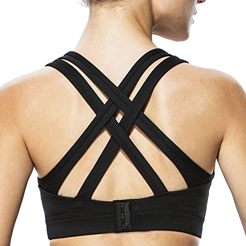 Yvette Damen Gekreuzte Rücken Große Größen High Impact Sport-BH Für Yoga Fitness-Training