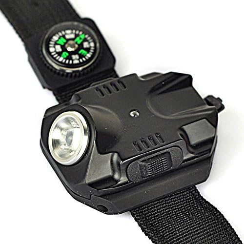WNOSH Outdoor Acitvities Wirst Compass Rechargeable T6 LED Wrist Flashlight Watch LED Compass Torch Light with Waterproof