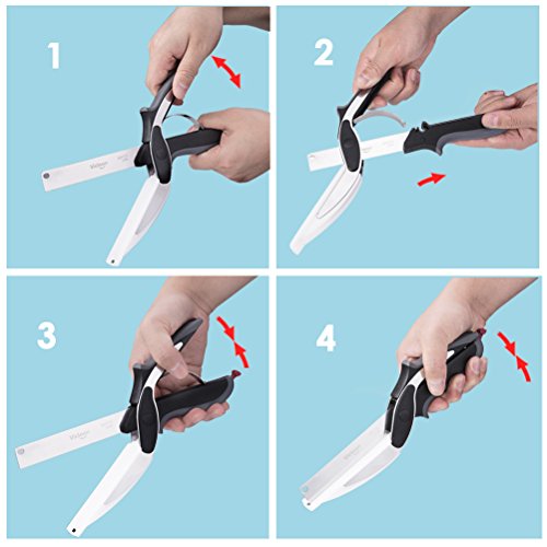 Vicloon Multifonctions Cuisine Aliments Ciseaux 2 en 1 Couteau de Cuisine,Clever Cutter Remplacez vos Couteaux de Cuisine et Planche à Découper - 4