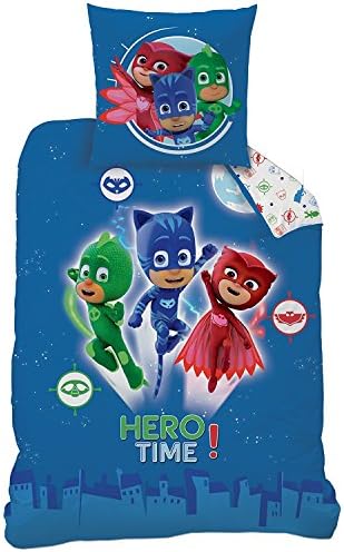 PJ Masks 100% Cotton Bedding Set with Duvet Cover (140 x 200 cm) + Pillowcase (63 x 63 cm)