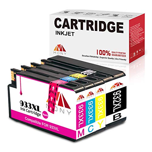 Mony Compatibile Cartuccia d'inchiostro per HP 932XL 933XL (1 Nero, 1 Ciano, 1 Magenta, 1 Giallo) Compatibili con HP Officejet 6600 6700 7610 7612 7110 6100 Stampante