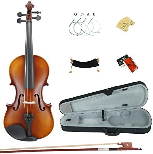 Esound 1/8 MP0013 Tiger Stripes Solid Wood Student Violin with Hard Case, Shoulder Rest, Bow, Rosin and Extra Strings